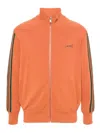 Autry Solid Color Sweatshirt With Zip Closure And Contrasting Deta In Orange