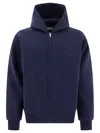 Autry Logo Embroidered Zip-up Hooded Sweatshirt In Blue