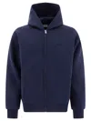 Autry Logo Embroidered Zip-up Hooded Sweatshirt In Blue