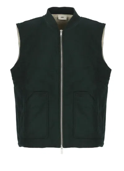 Autry Sleeveless Crewneck Wool Blend Jacket In Green