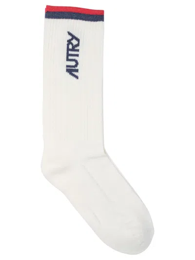 Autry Jacquard Logo Socks In White