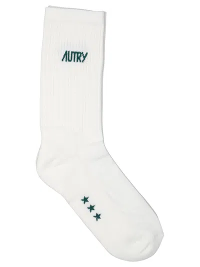 Autry Jacquard Logo Socks In White