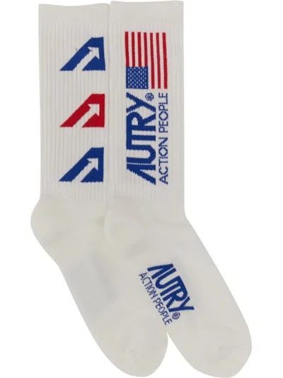 Autry Jaquard Logo Sock In White