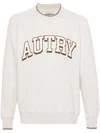 Autry Logo Print Crewneck Sweatshirt In Heavy Jers Wh/choc