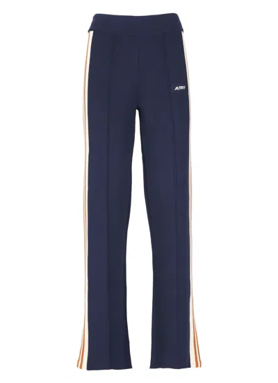 Autry Jogger Navy Viscose Blend Pants In Blue