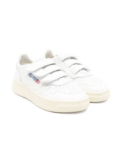 Autry Kids Medalist Leather Sneakers In White