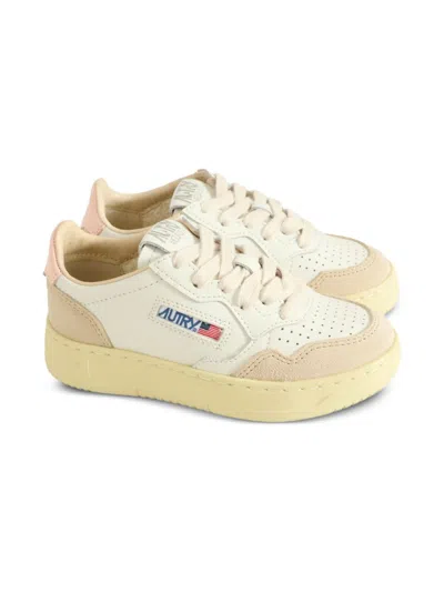 Autry Kids Medalist Perforated Leather Sneakers In Neutral