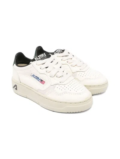 Autry Kids Perforated Leather Sneakers In White