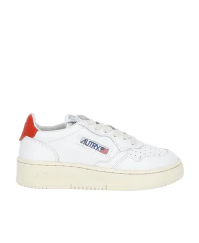 Autry Kids Round Toe Lace-up Sneakers In White