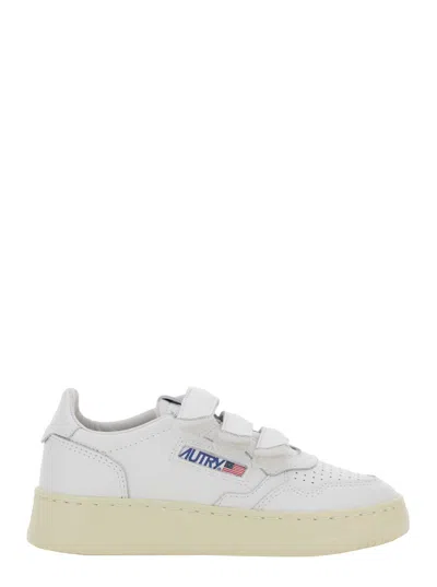 AUTRY KIDSTRIPES WHITE LOW TOP SNEAKERS WITH LOGO PATCH ON TONGUE AND SIDE IN LEATHER BOY
