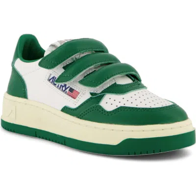 Autry Kidstripes Low Trainer In White/green Leather