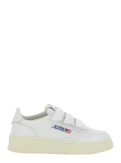 Autry Kidstripes White Low Top Sneakers With Patch Logo On The Tongue And On The Side In Leather Boy In Weiss
