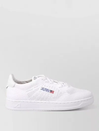 Autry Knit Low Sneakers Perforated Texture Rubber Sole In White