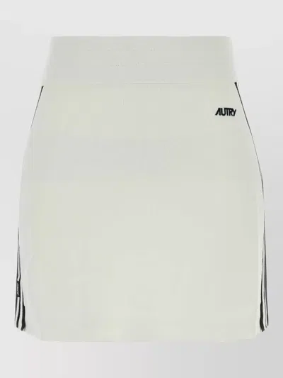 Autry Knit Mini Skirt Elastic Waistband Side Stripes In White