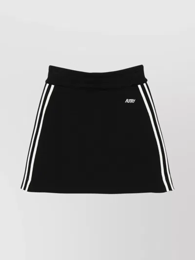Autry Knitted Stripes Tennis Mini Skirt In Knit Black
