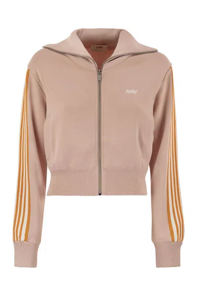 Autry Knitted Tennis-style Zip Sweatshirt In Multi