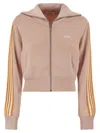 Autry Viscose Blend Jacket With Embroidered Logo And Contrasting Stripes In Pink