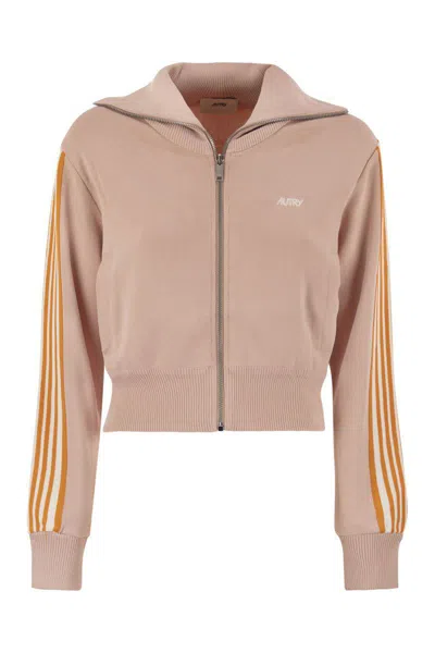 AUTRY AUTRY KNITTED TENNIS-STYLE ZIP SWEATSHIRT
