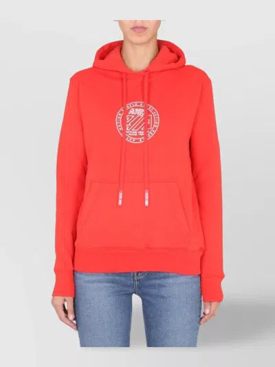Autry Knitwear With Drawstring Hood And Kangaroo Pocket In Red