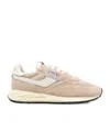 Autry Reelwind Low Nylon And Leather Craquele Pepper And White Sneakers In Nude
