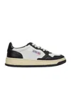 Autry 'medalist' White And Black Low Top Sneakers With Logo Patch In Black