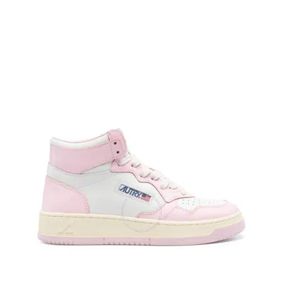Autry Medalist Panelled Leather Sneakers In Pink