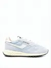 Autry Layered Light Blue Suede And Nylon Sneakers In Multi