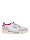 Autry Sneakers In Fucsia And White Leather And Suede In White