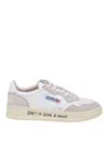 Autry Medalist Brand-embroidered Suede And Leather Low-top Trainers In White