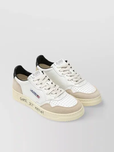 Autry Leather And Suede Sneakers With Contrast Heel Tab In White