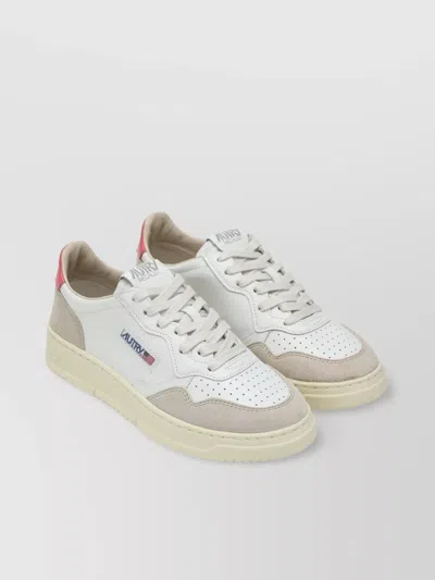 Autry Leather And Suede Sneakers With Rubber Sole In White