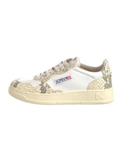 Pre-owned Autry Leather Animal Print Sneakers In Silver