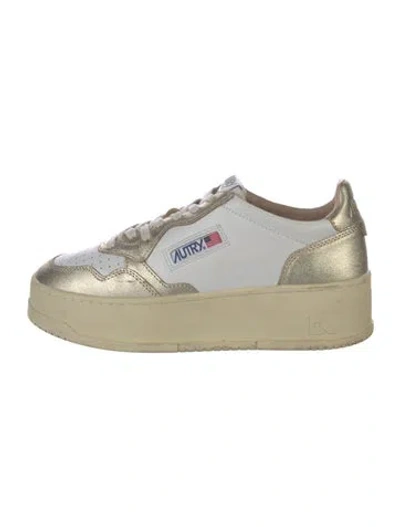 Pre-owned Autry Leather Chunky Sneakers In Neutral