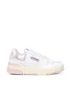 Autry Logo-embellished Side Panels Leather Sneakers In White, Pink