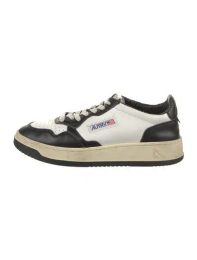 Pre-owned Autry Leather Colorblock Pattern Sneakers In Black/white