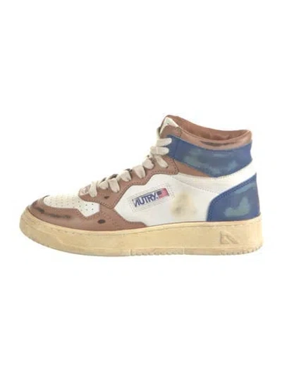 Pre-owned Autry Leather Colorblock Pattern Sneakers In Blue