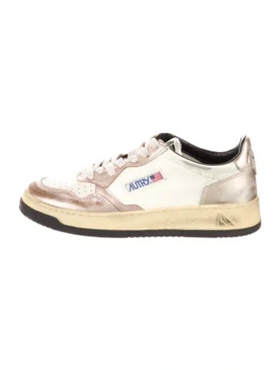 Pre-owned Autry Leather Colorblock Pattern Sneakers In Brown