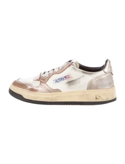 Pre-owned Autry Leather Colorblock Pattern Sneakers In Brown