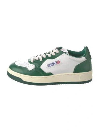 Pre-owned Autry Leather Colorblock Pattern Sneakers In Green