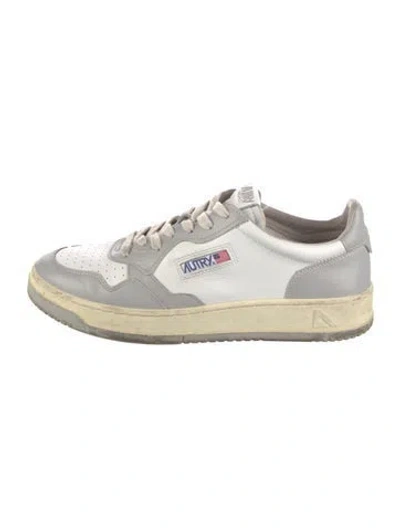 Pre-owned Autry Leather Colorblock Pattern Sneakers In Grey/white
