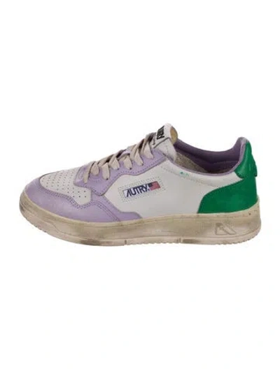 Pre-owned Autry Leather Colorblock Pattern Sneakers In Neutral