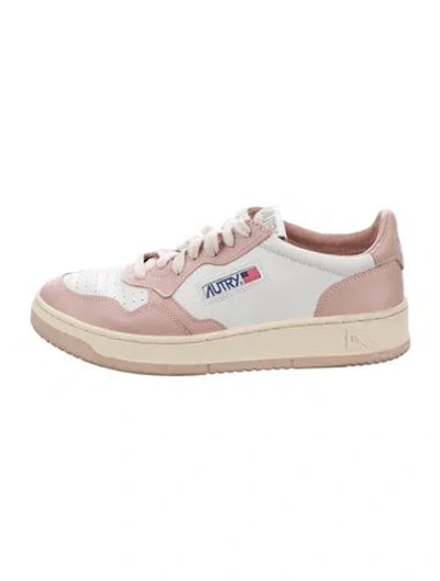 Pre-owned Autry Leather Colorblock Pattern Sneakers In Pink