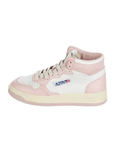 Pre-owned Autry Leather Colorblock Pattern Sneakers In Pink