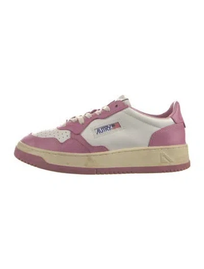Pre-owned Autry Leather Colorblock Pattern Sneakers In Pink