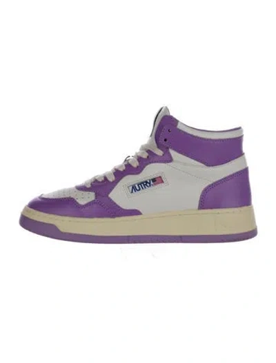 Pre-owned Autry Leather Colorblock Pattern Sneakers In Purple