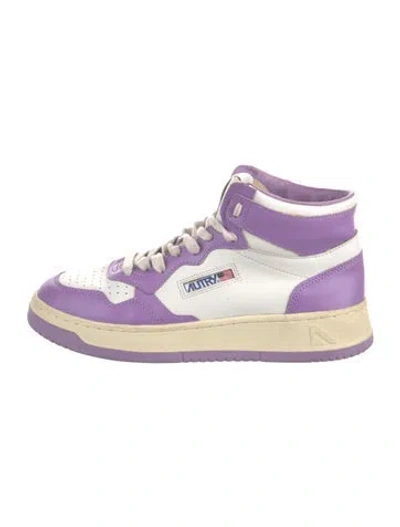 Pre-owned Autry Leather Colorblock Pattern Sneakers In Purple