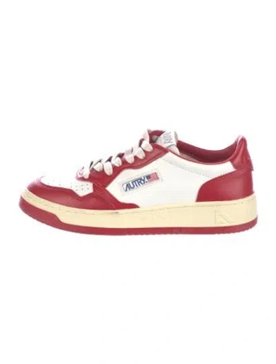 Pre-owned Autry Leather Colorblock Pattern Sneakers In Red