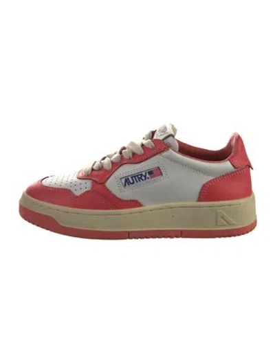 Pre-owned Autry Leather Colorblock Pattern Sneakers In Red