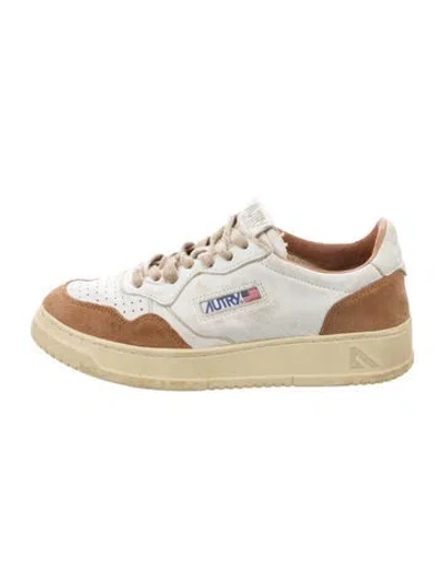 Pre-owned Autry Leather Colorblock Pattern Sneakers In White