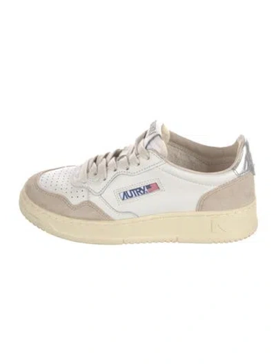 Pre-owned Autry Leather Colorblock Pattern Sneakers In White